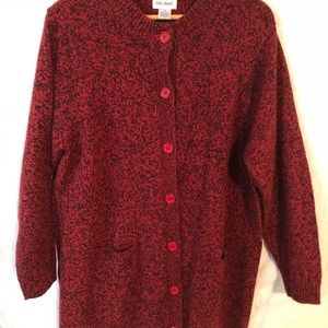 Vicky Wayne Red & Black Sweater Coat Size 2 XL